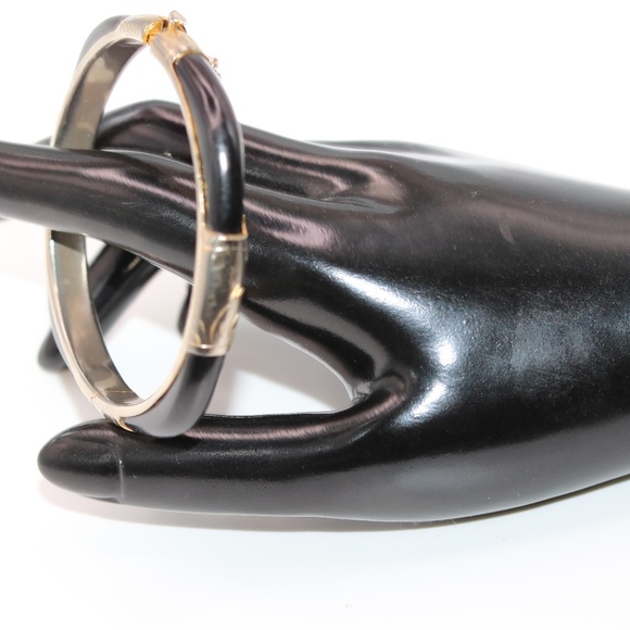 Black Jade Hinged Bangle Bracelet - Picture 2 of 2